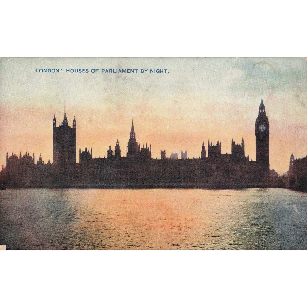 London England Houses of Parliament Big Ben Westminster Night View Postcard